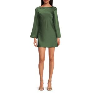 Gianni Bini Dionne Satin Green Open Back Holiday TikTok Dress Size 6/8 NWT